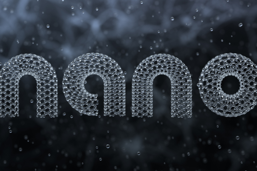 the word nano on a black background