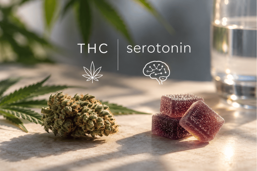 a cannabis but and gummies next to it