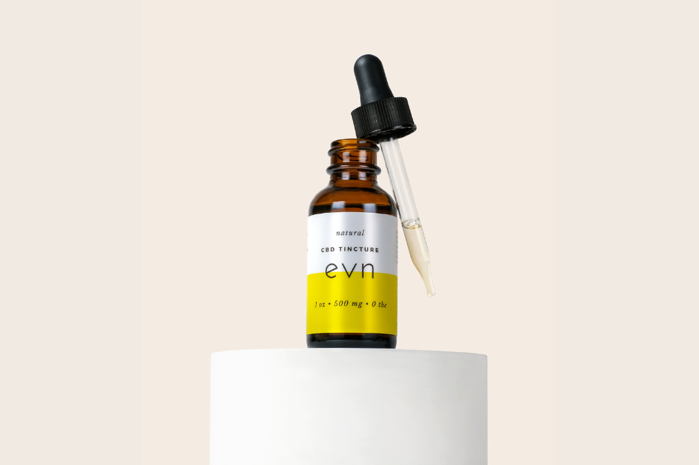 natural cbd oil tincture on a pedestal