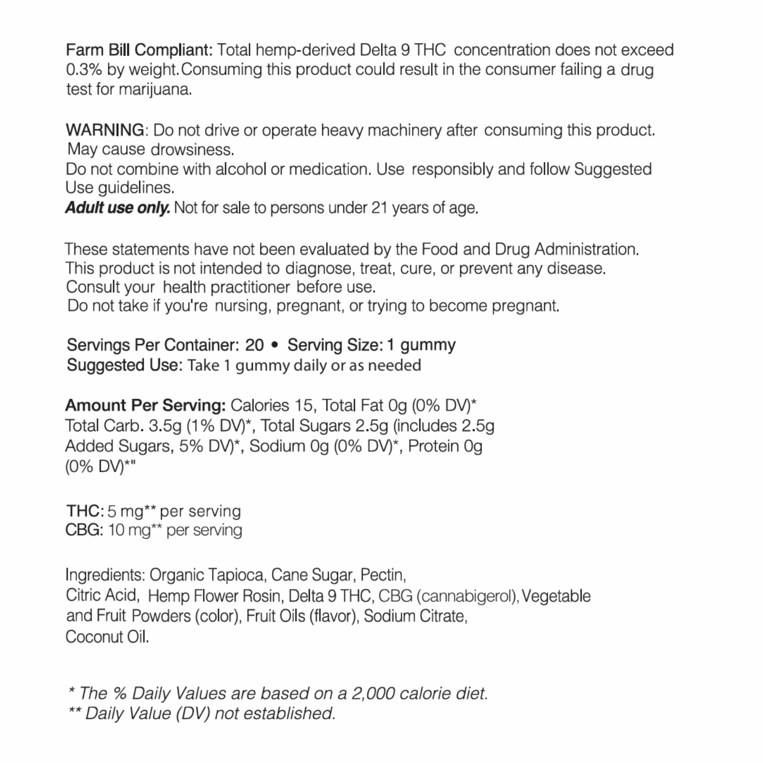 cbg sour apple nutrition facts