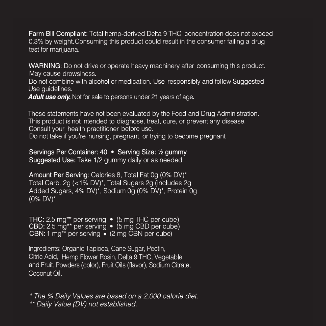 cbn mango gummy label