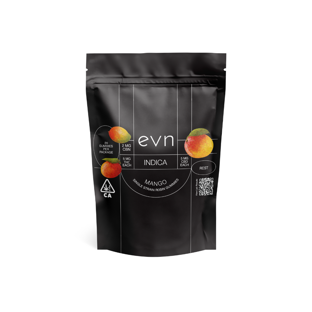cbn thc mango gummy black pouch