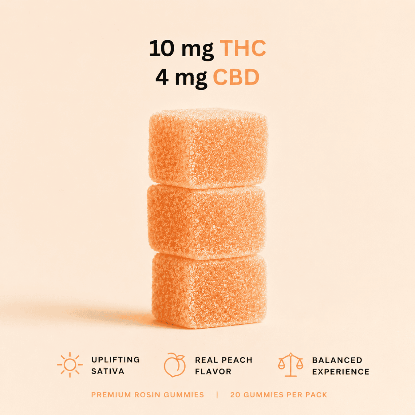 peach gummies stacked