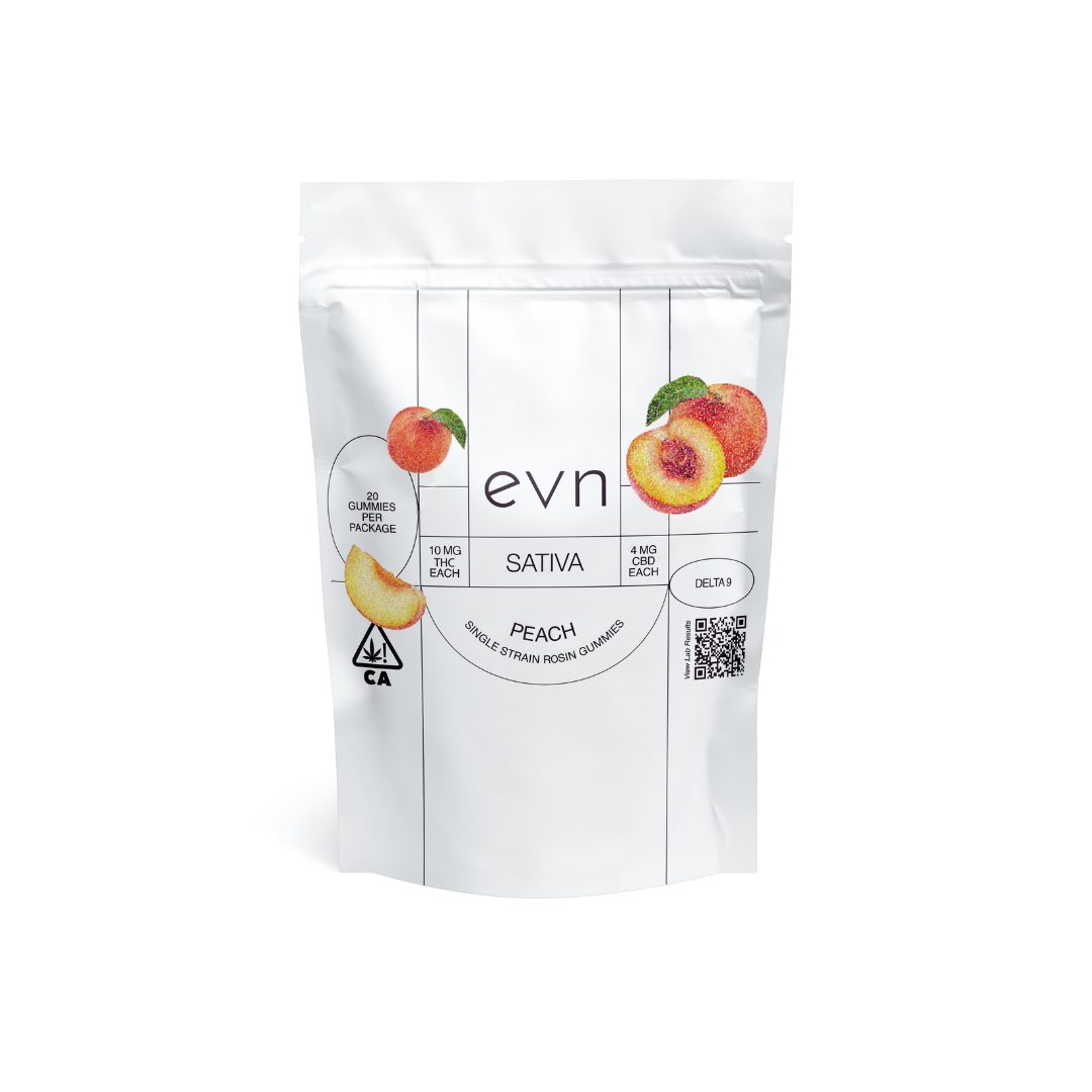 peach sativa gummy pouch