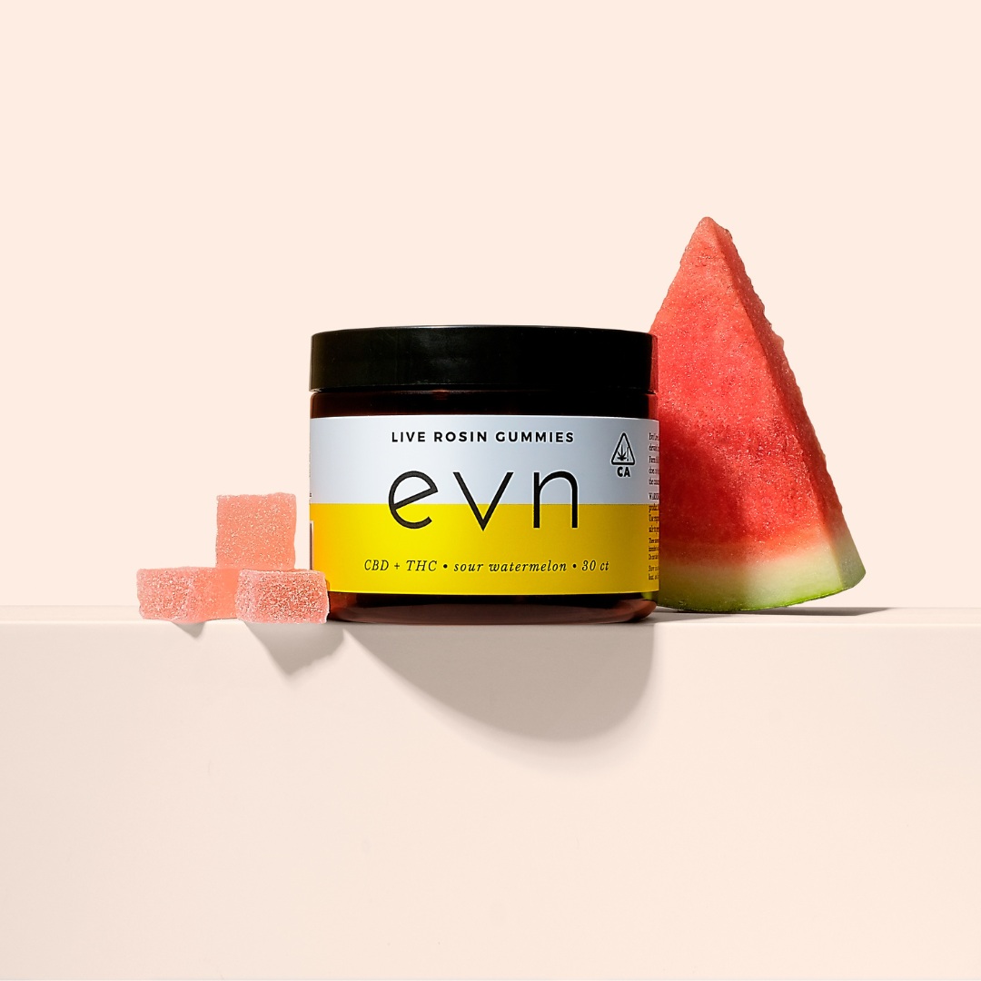 live rosin watermelon gummies with a watermelon slice