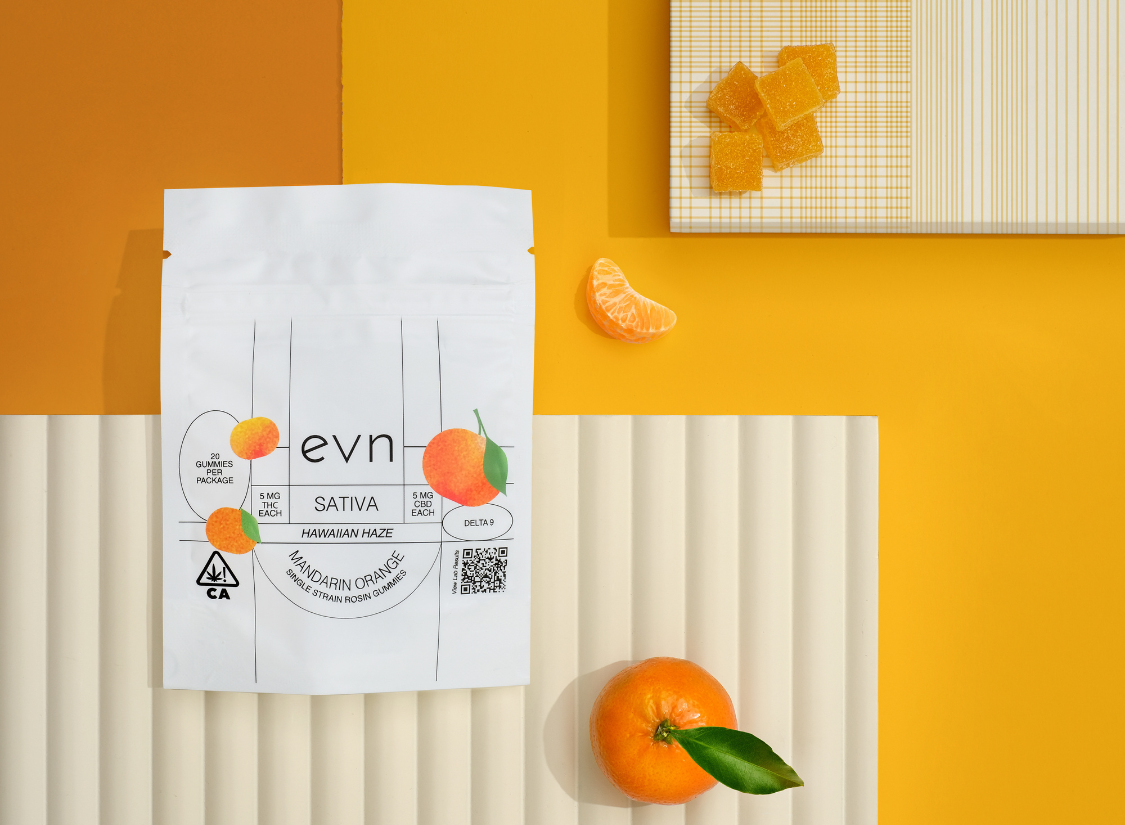 sativa gummies with an orange