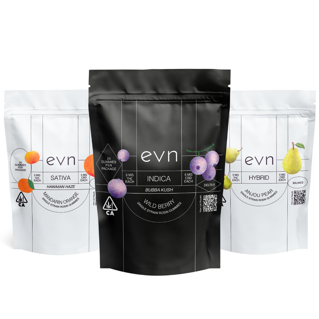 indica sativa and hybrid gummy pouches