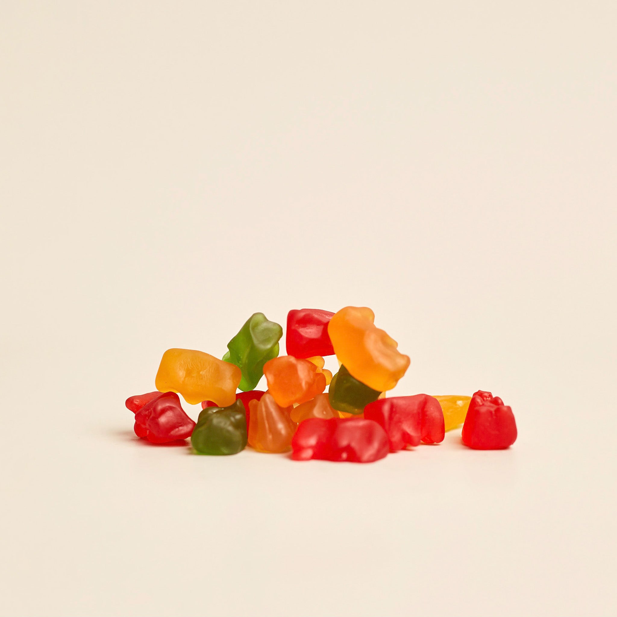 CBD infused gummy bears stacked on top of each other