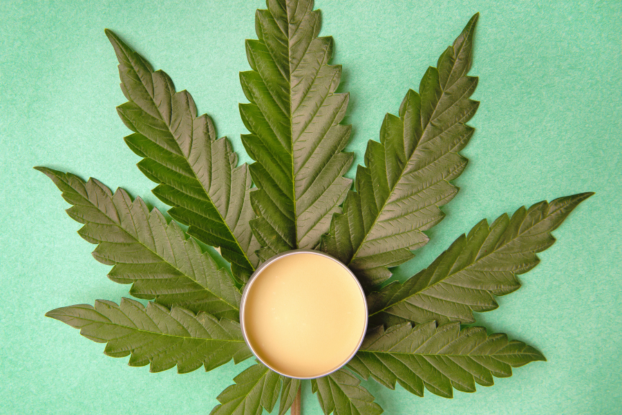 cannabis salve with leaf