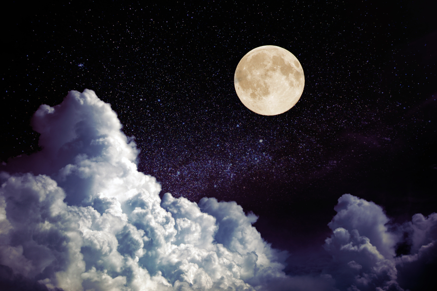 night sky with clouds and the moon