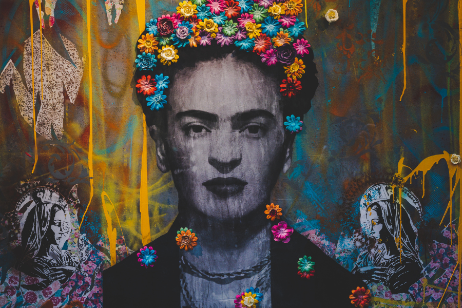 a creative painting of frida kahlo