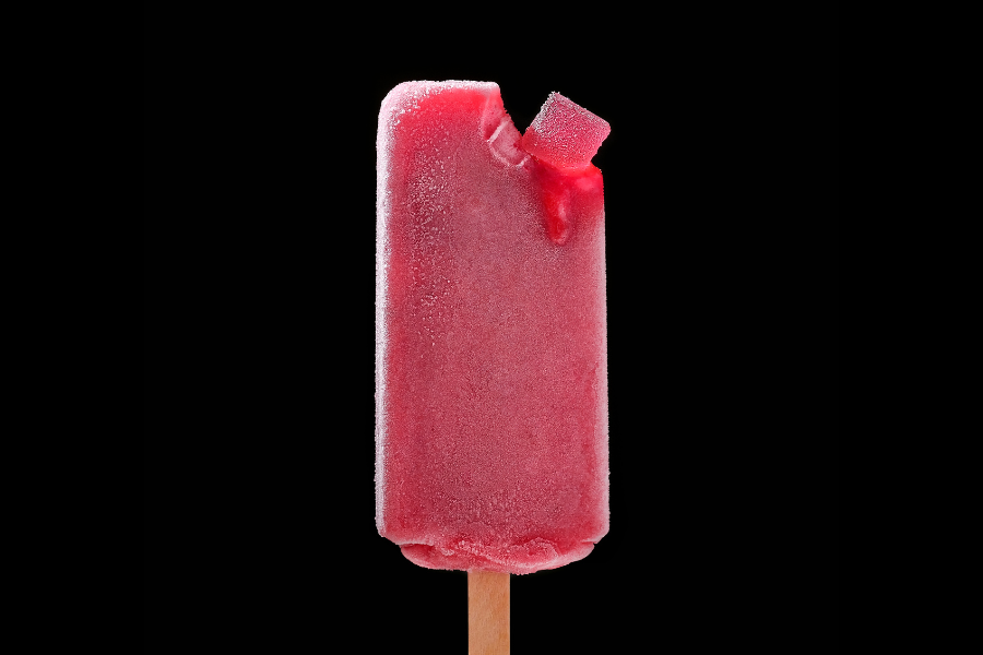 raspberry gummy on a popsicle 