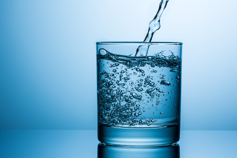 water pouring in a glass