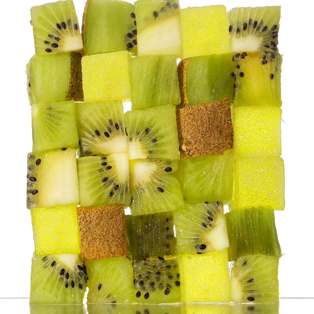 chunks of kiwi stacked 