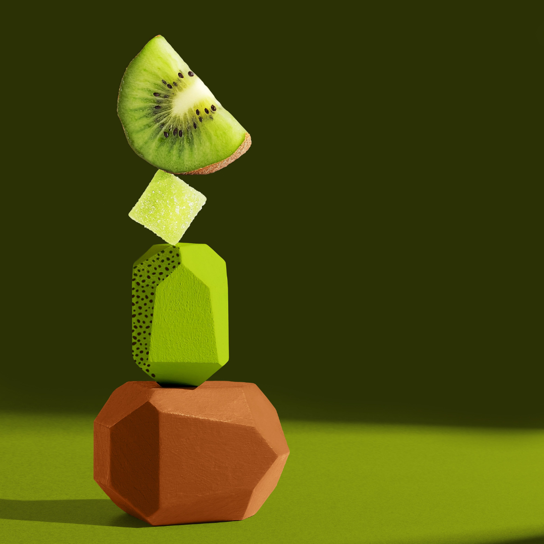 kiwi gummy on blocks