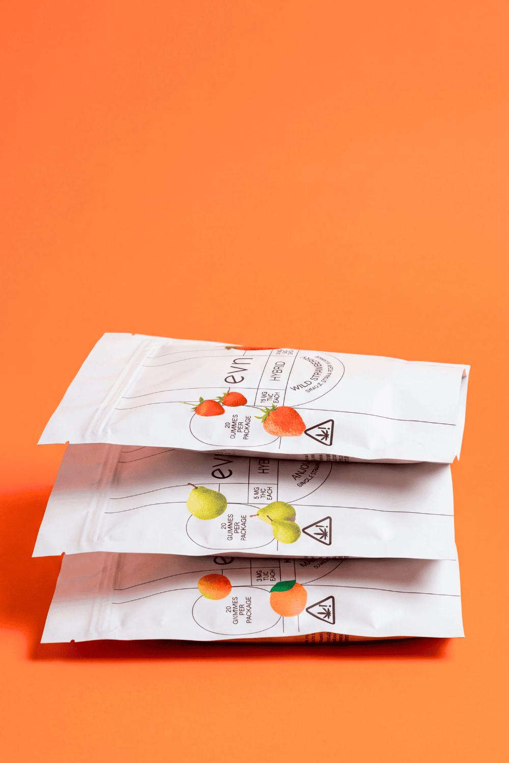 three pouches stacked