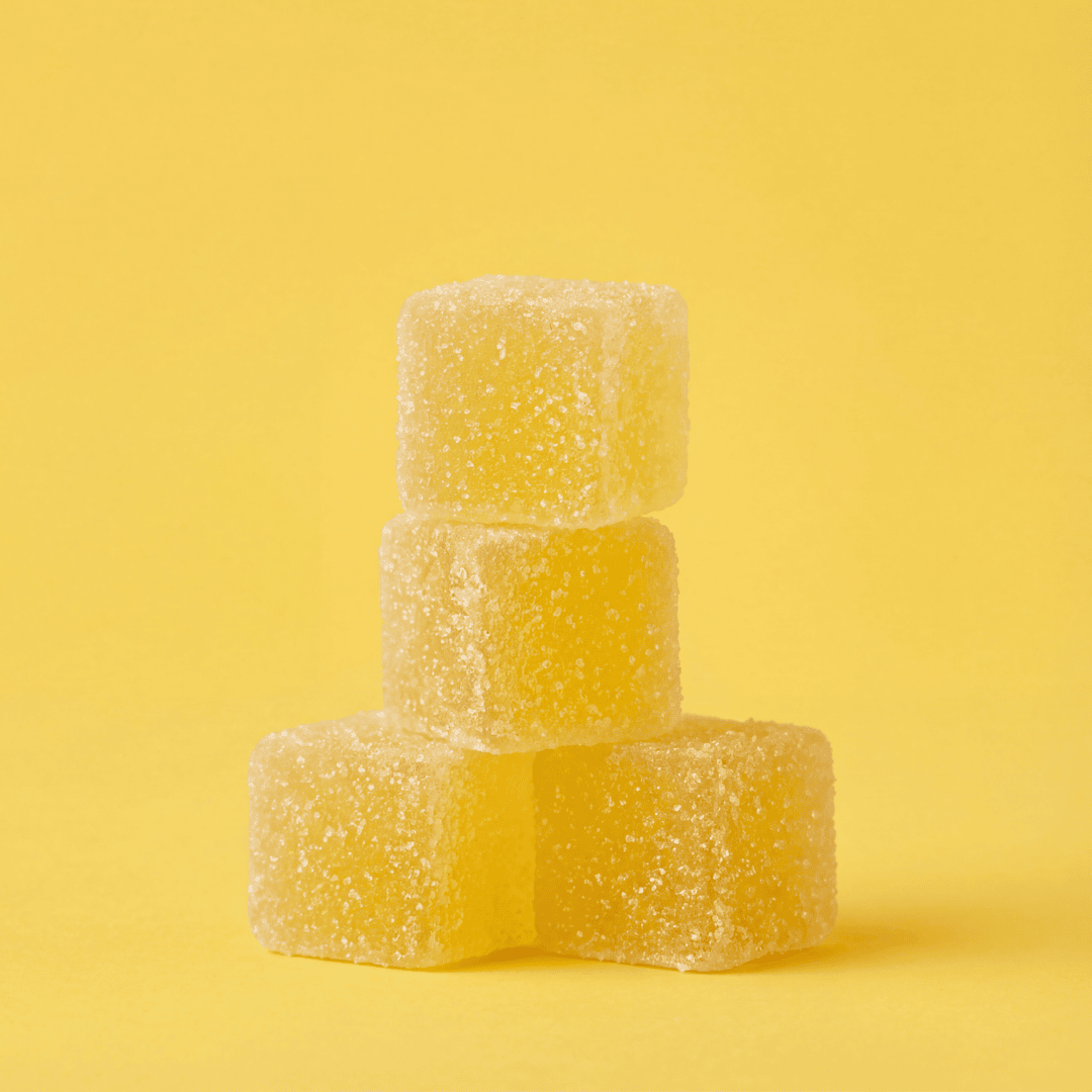yellow gummies stacked